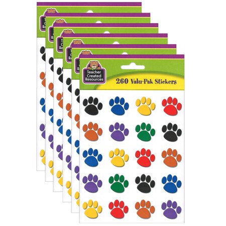 Teacher Created Resources Colorful Paw Print Stickers Valu-Pak, PK1560 TCR4973